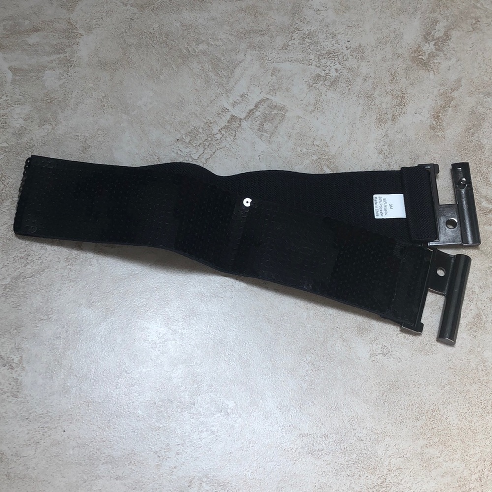 Black sequin belt with metal clasps